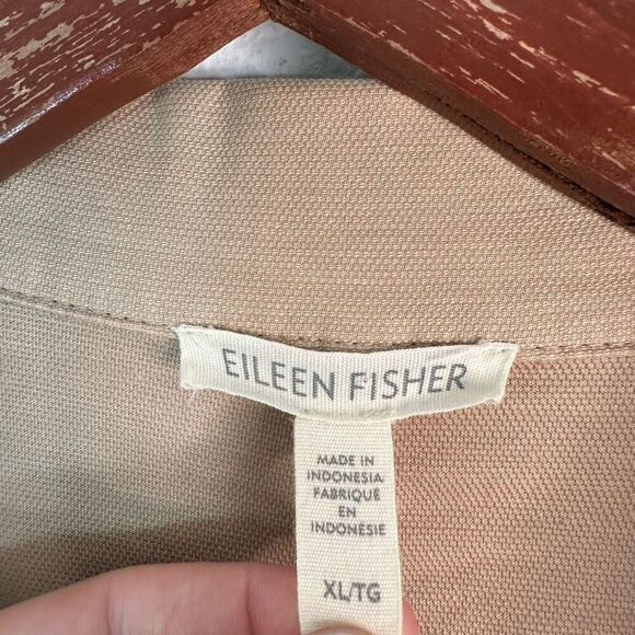 Eileen Fisher Organic Cotton / Hemp Khaki Tan Jacket Button Snap Front Pockets - Picture 6 of 10